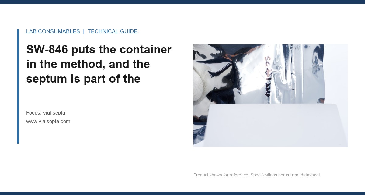 SW-846 puts the container in the method, and the septum is part of the